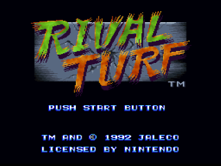 Rival Turf title screen for Super Nintendo